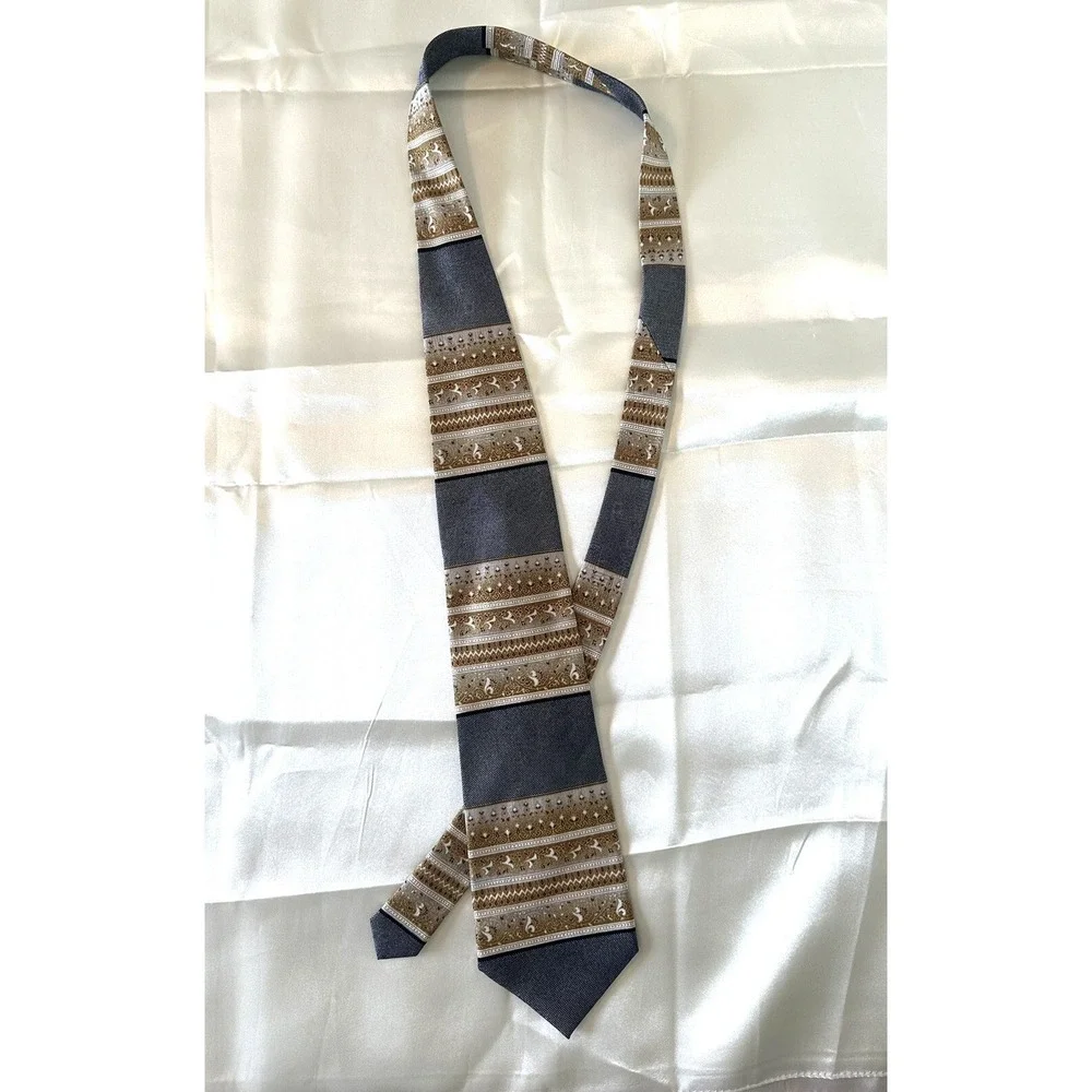 EMILIO PONTI NECKTIE TIE BLACK BROWN GOLD 4 X 58